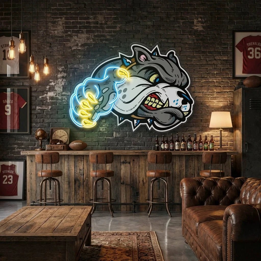 Bulldog Cartoon Artwork Led Neon Sign Light