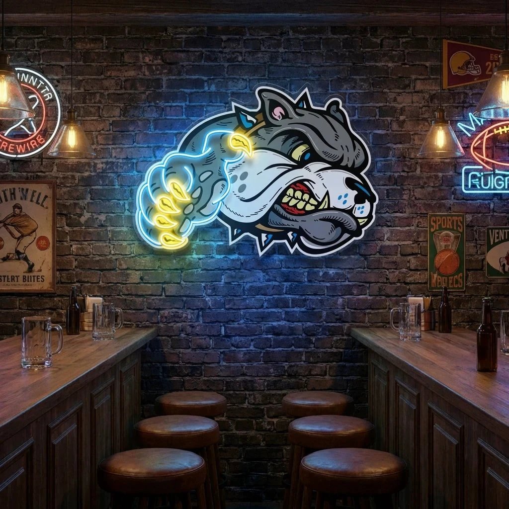 Bulldog Cartoon Artwork Led Neon Sign Light