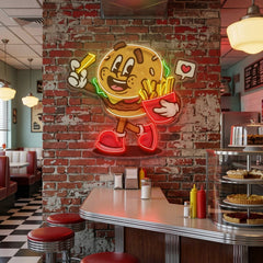 Burger Cute Trendy Retro LED Neon Sign Light Pop Art