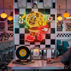 Burger Cute Trendy Retro LED Neon Sign Light Pop Art