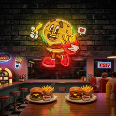 Burger Cute Trendy Retro LED Neon Sign Light Pop Art