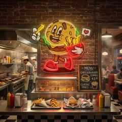 Burger Cute Trendy Retro LED Neon Sign Light Pop Art