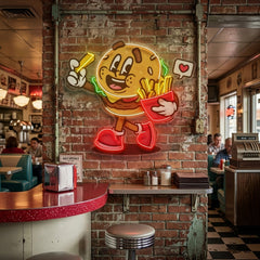Burger Cute Trendy Retro LED Neon Sign Light Pop Art
