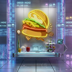 Burger Running LED Neon Sign Light Pop Art