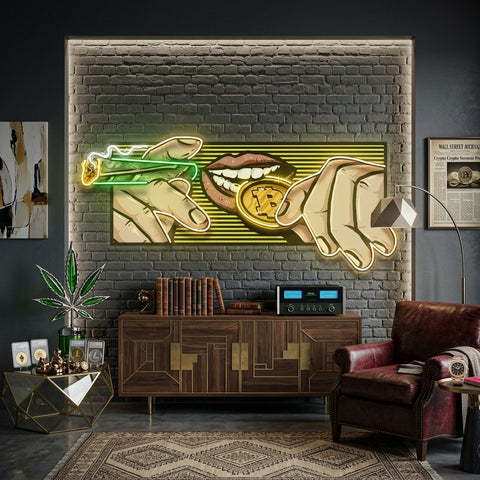 Burn Money With Bitcoin LED Neon Sign Light Pop Art