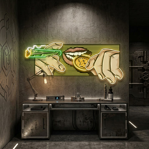 Burn Money With Bitcoin LED Neon Sign Light Pop Art