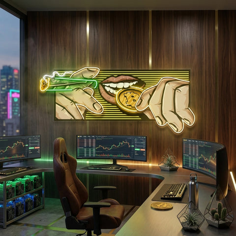 Burn Money With Bitcoin LED Neon Sign Light Pop Art
