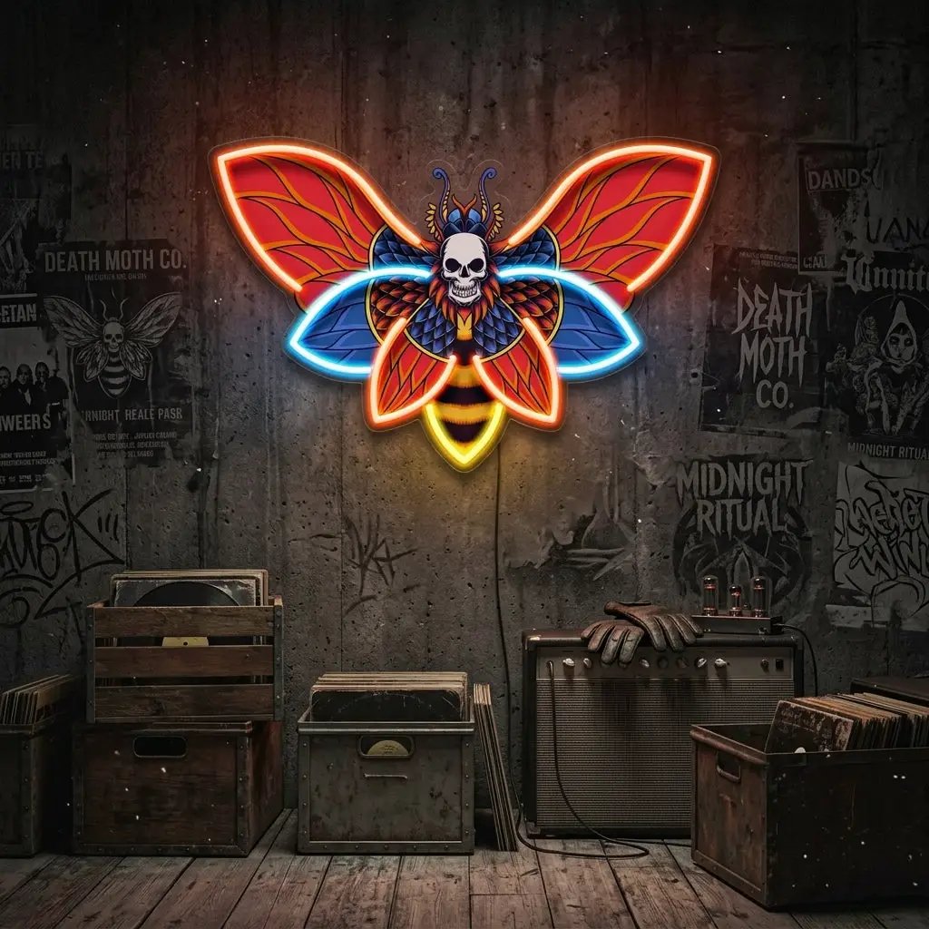 Butterfly Skull LED Neon Sign Light Pop Art