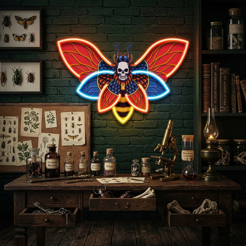 Butterfly Skull LED Neon Sign Light Pop Art