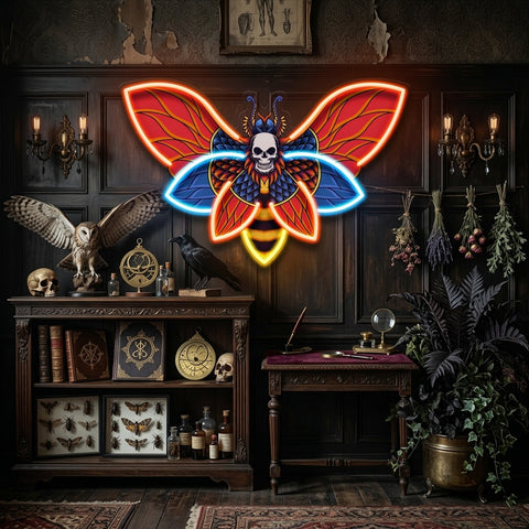 Butterfly Skull LED Neon Sign Light Pop Art