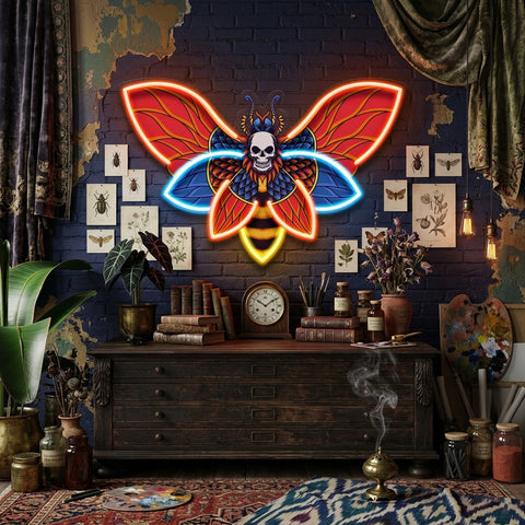 Butterfly Skull LED Neon Sign Light Pop Art