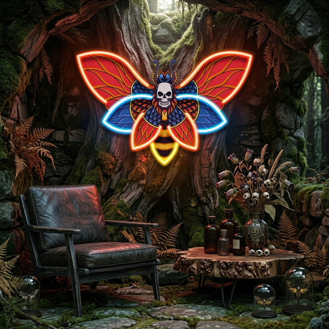 Butterfly Skull LED Neon Sign Light Pop Art