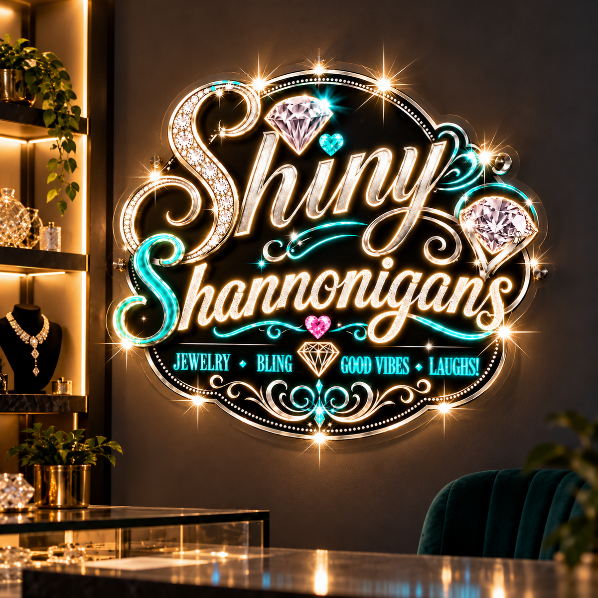 Shiny Shannonigans Logo - Custom LED Neon Sign