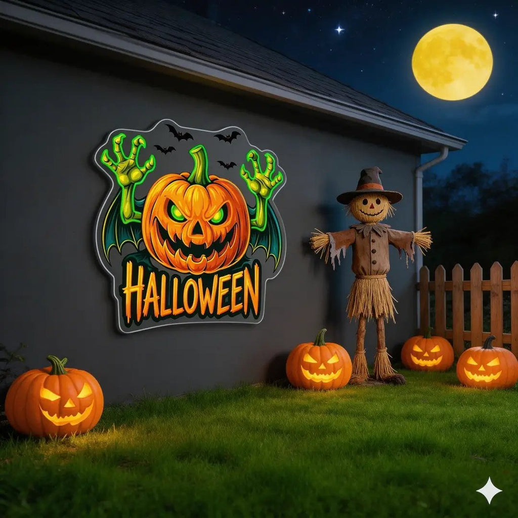 Evil Pumpkin Neon Sign – Halloween LED Wall Light for Spooky Party & Haunted House Décor