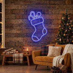 Candy With Christmas Sock Neon Sign