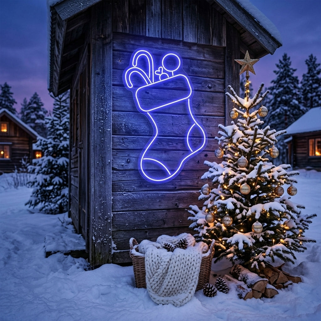 Candy With Christmas Sock Neon Sign