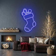 Candy With Christmas Sock Neon Sign
