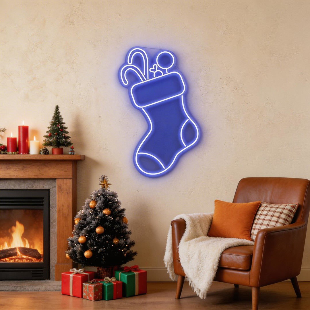 Candy With Christmas Sock Neon Sign