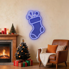 Candy With Christmas Sock Neon Sign