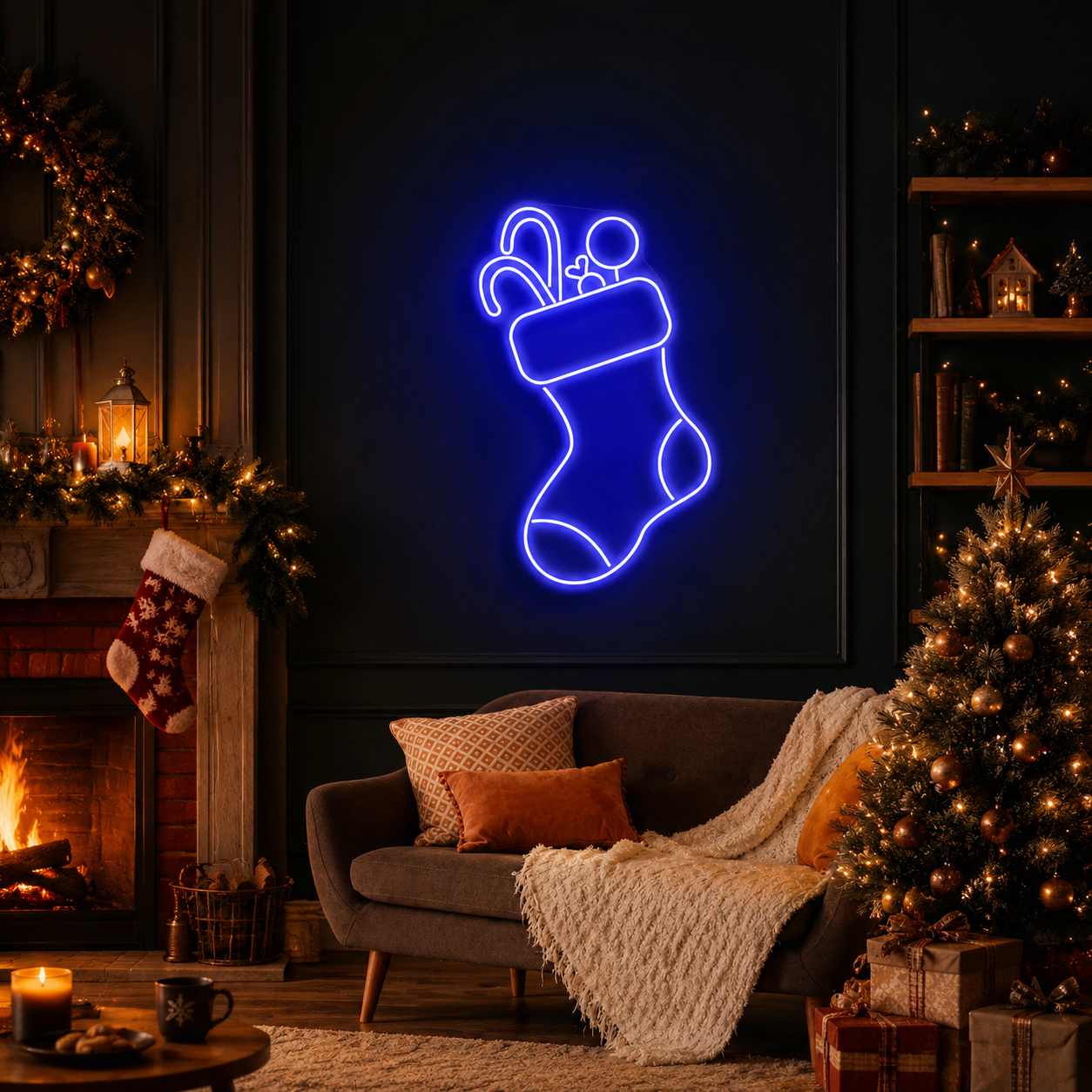 Candy With Christmas Sock Neon Sign
