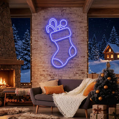 Candy With Christmas Sock Neon Sign