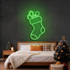 Candy With Christmas Sock Neon Sign