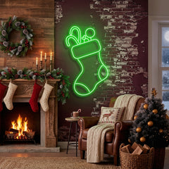 Candy With Christmas Sock Neon Sign