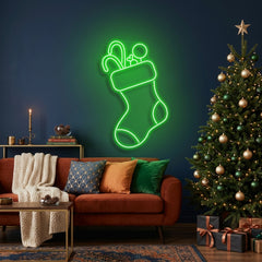 Candy With Christmas Sock Neon Sign