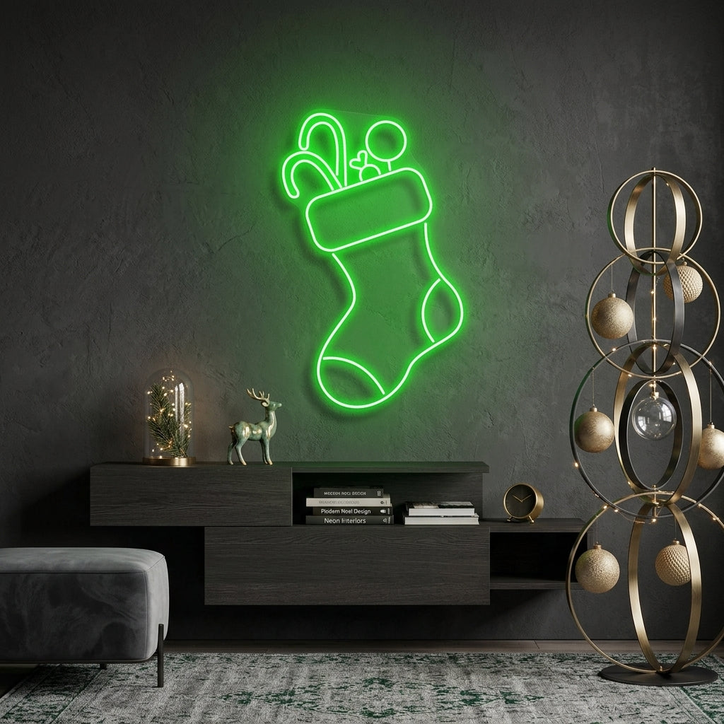 Candy With Christmas Sock Neon Sign