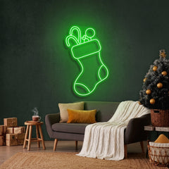 Candy With Christmas Sock Neon Sign