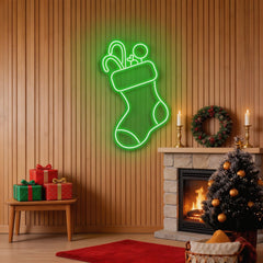 Candy With Christmas Sock Neon Sign