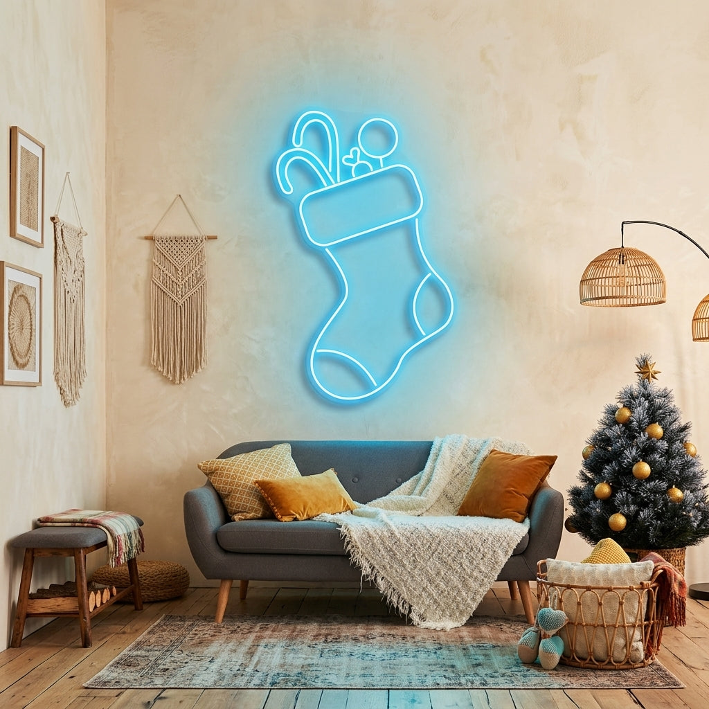 Candy With Christmas Sock Neon Sign