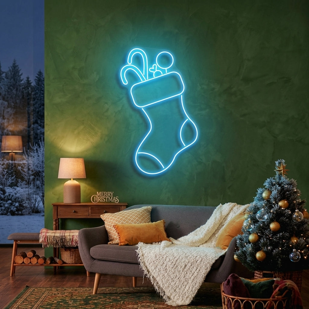 Candy With Christmas Sock Neon Sign