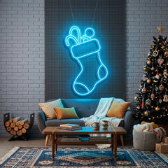 Candy With Christmas Sock Neon Sign