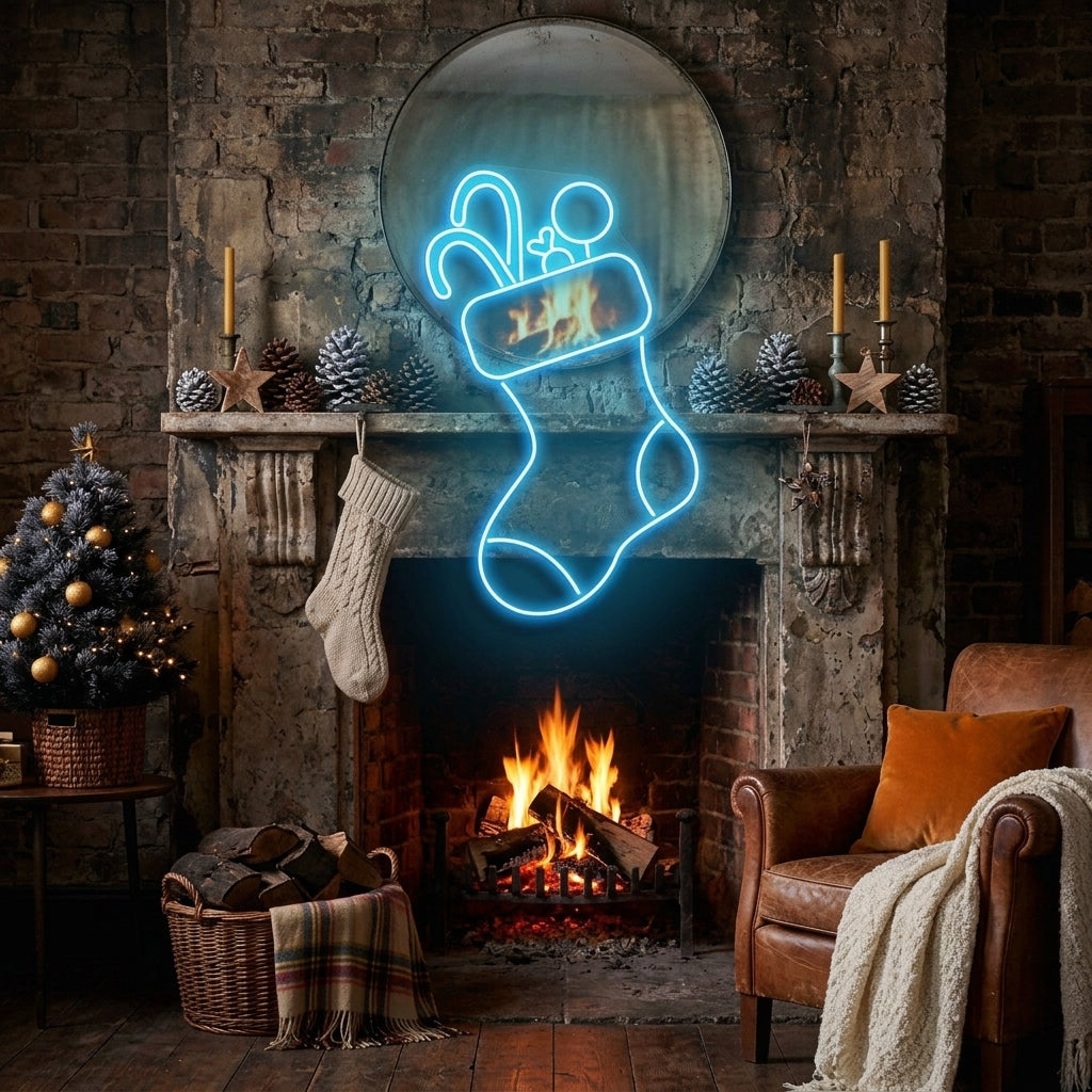 Candy With Christmas Sock Neon Sign
