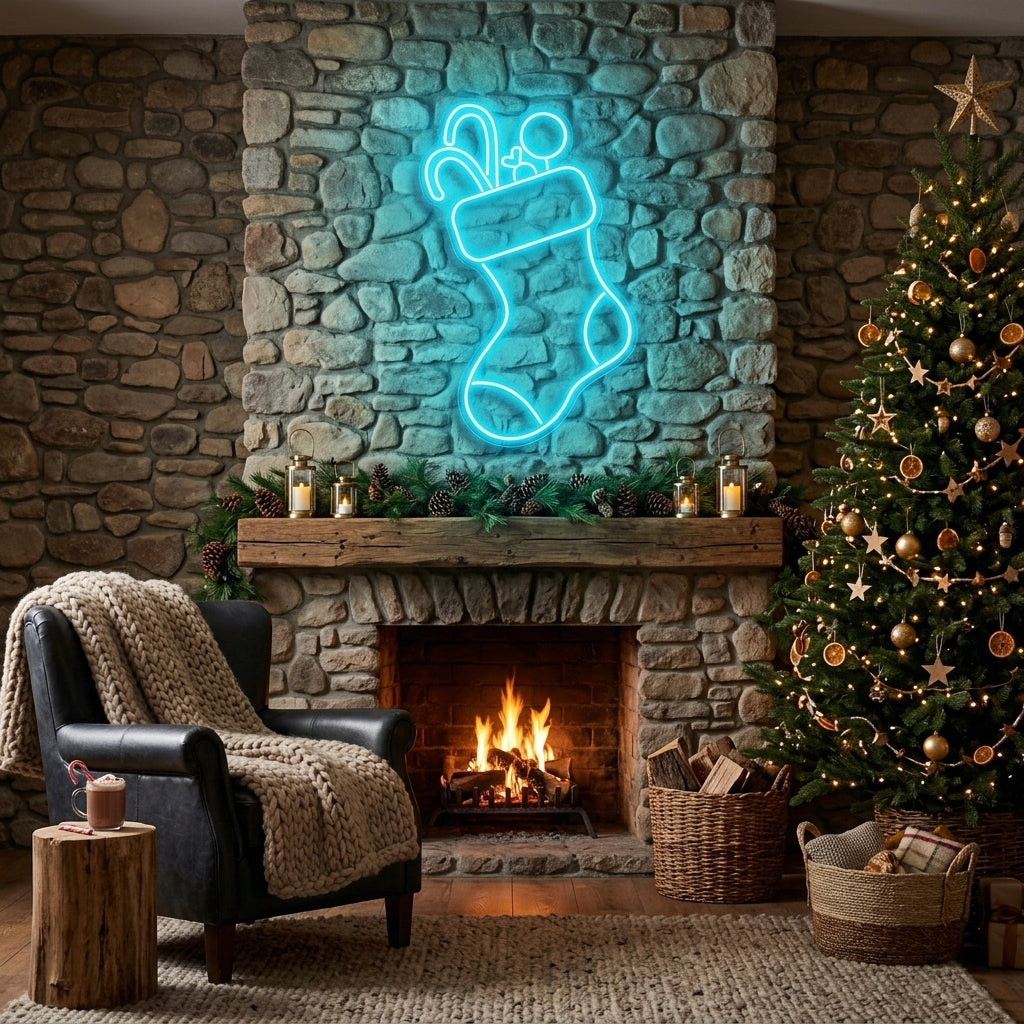 Candy With Christmas Sock Neon Sign