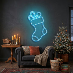 Candy With Christmas Sock Neon Sign