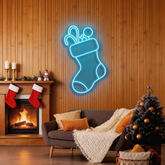 Candy With Christmas Sock Neon Sign