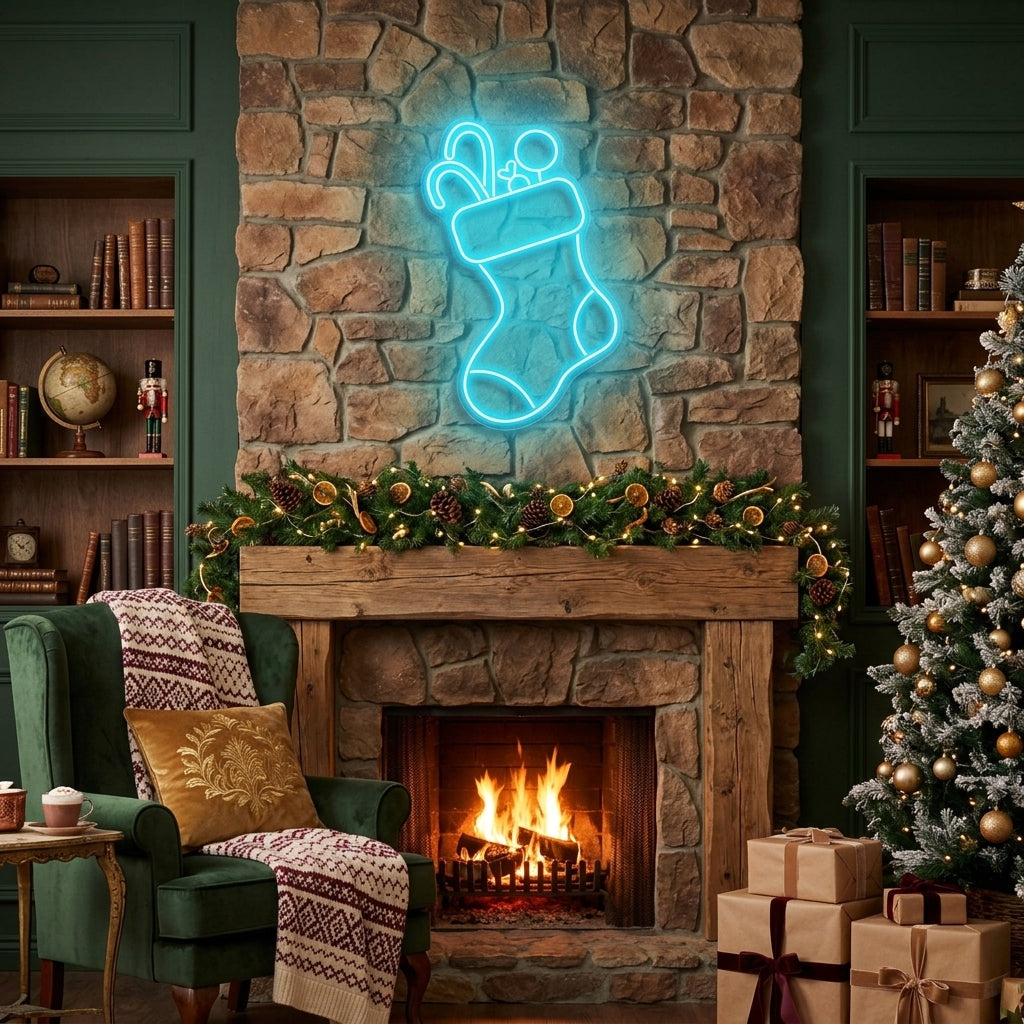 Candy With Christmas Sock Neon Sign