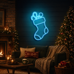 Candy With Christmas Sock Neon Sign