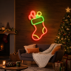Candy With Christmas Sock Neon Sign