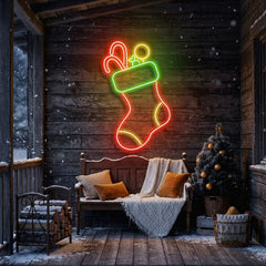 Candy With Christmas Sock Neon Sign