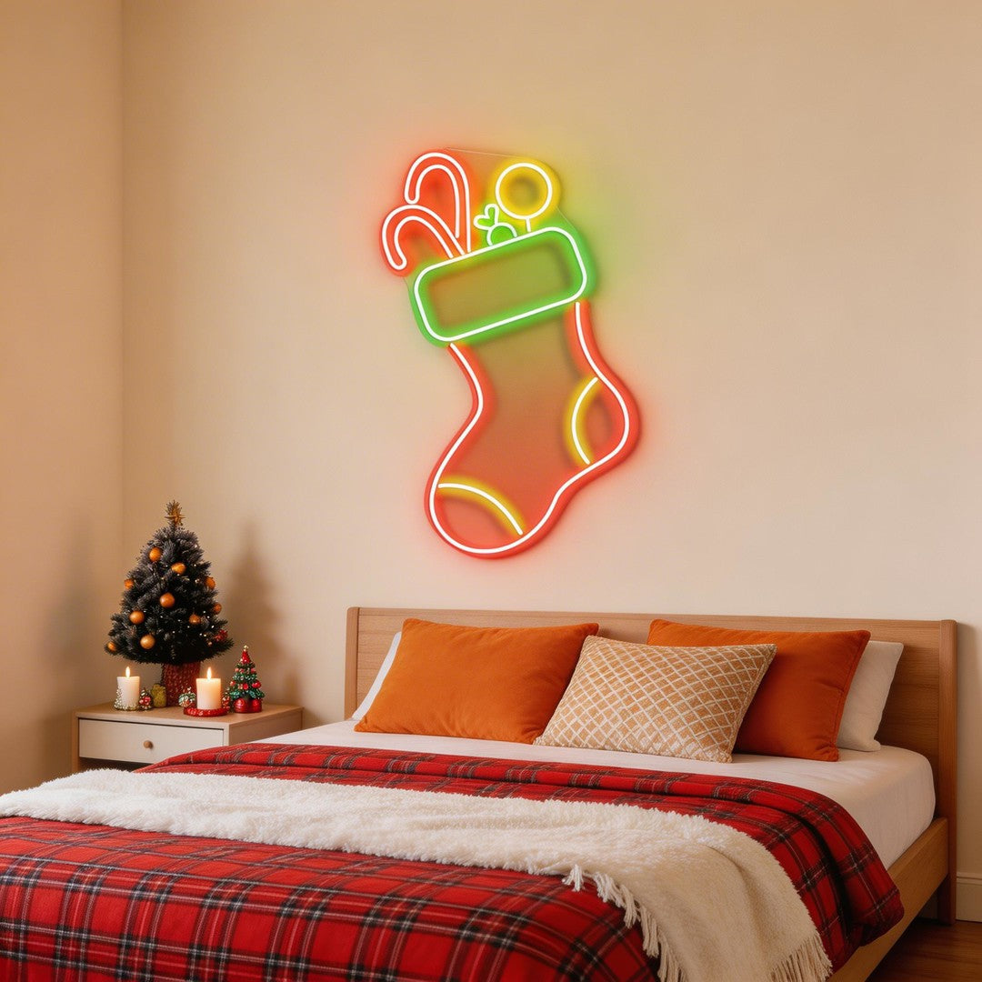 Candy With Christmas Sock Neon Sign