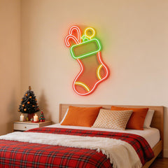 Candy With Christmas Sock Neon Sign
