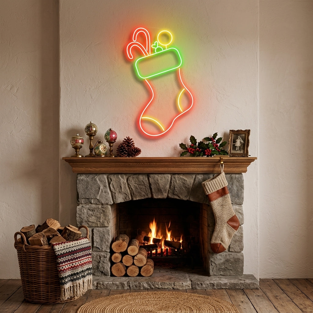 Candy With Christmas Sock Neon Sign
