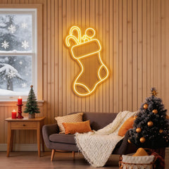 Candy With Christmas Sock Neon Sign
