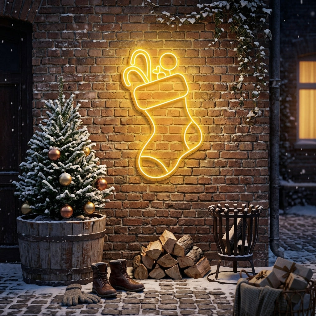 Candy With Christmas Sock Neon Sign