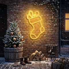 Candy With Christmas Sock Neon Sign
