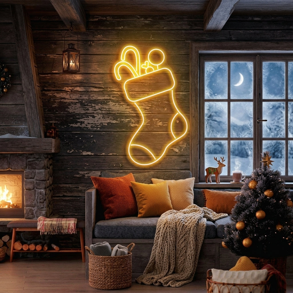 Candy With Christmas Sock Neon Sign