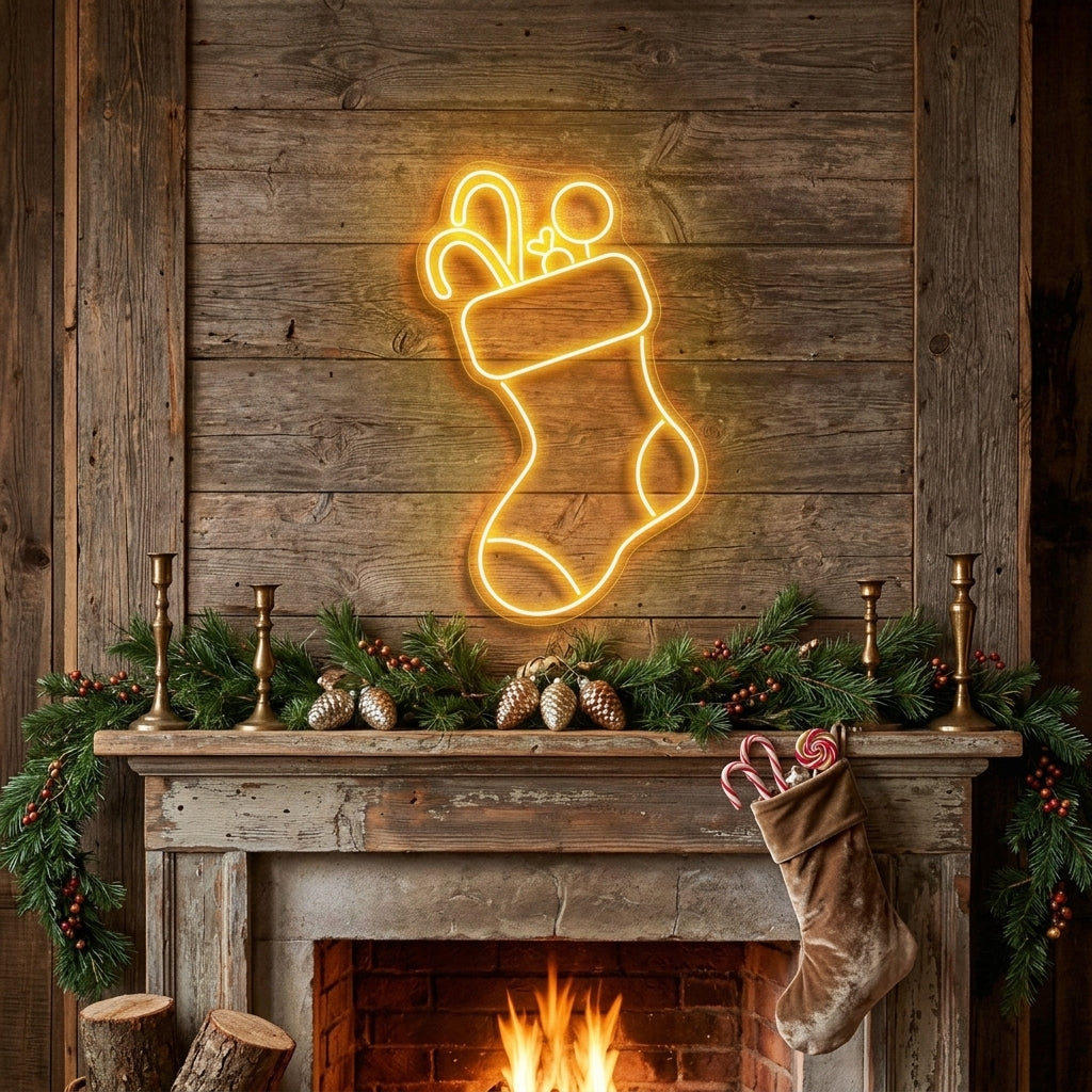 Candy With Christmas Sock Neon Sign